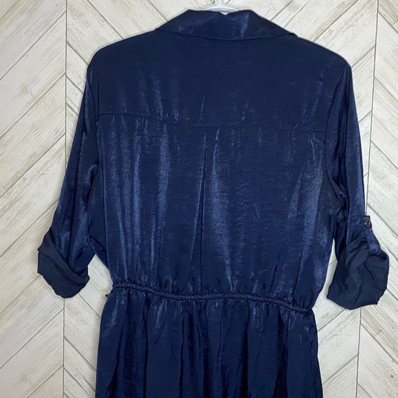 Kingston grey- navy shirt dress,shiny, - Picture 5 of 9